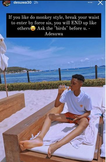 If you like do monkey style, break your waist to enter by force sis, you will END up like the others. - Sonia Ighalo