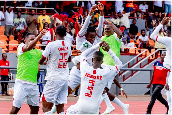 NPFL leaders Rangers Int'l celebrate last weekend.