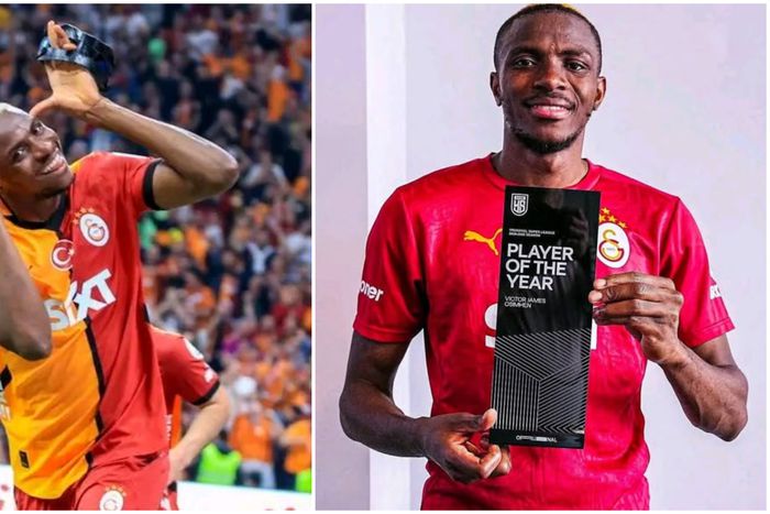 Victor Osimhen with the Player of the season award.