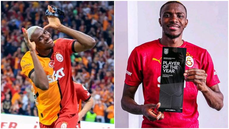 Victor Osimhen with the Player of the season award.