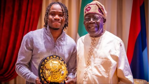 Ademola Lookman presents African Best Award to President Tinubu