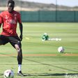 Joseph Okumu in training with Stade de Reims.