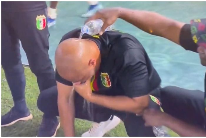 Eric Chelle during his now viral moment at AFCON 2023.