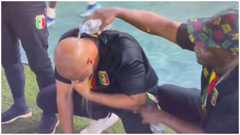 Eric Chelle during his now viral moment at AFCON 2023.