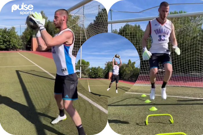De Gea practicing to stay fit || Photo Credit: The Sun || Created by Stephen