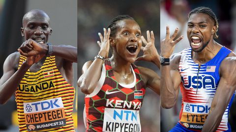 Track athletes who successfully defended their World Championships titles in Budapest
