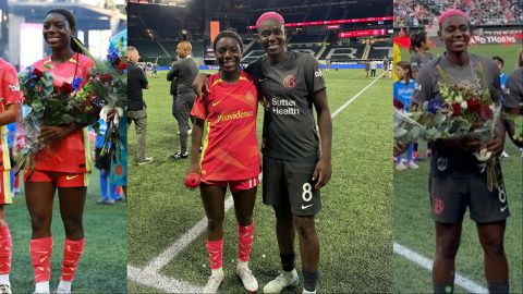 Asisat Oshoala and Nicole Payne: Super Falcons stars get Olympic flowers in America