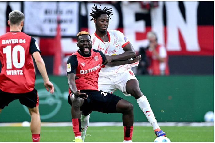 Nigeria's Victor Boniface was caged at home by Leipzig.