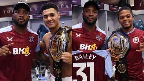 Leon Edwards and Aston Villa: UFC Champion shows off belt with Premier League stars