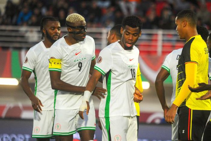 Victor Osimhen and Raphael Onyedika in action against Uganda || Image credit: Imago