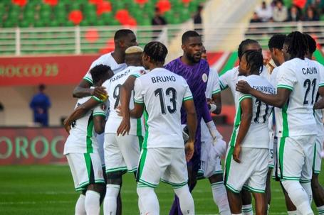 Super Eagles players celebrating . Image credit: Imago