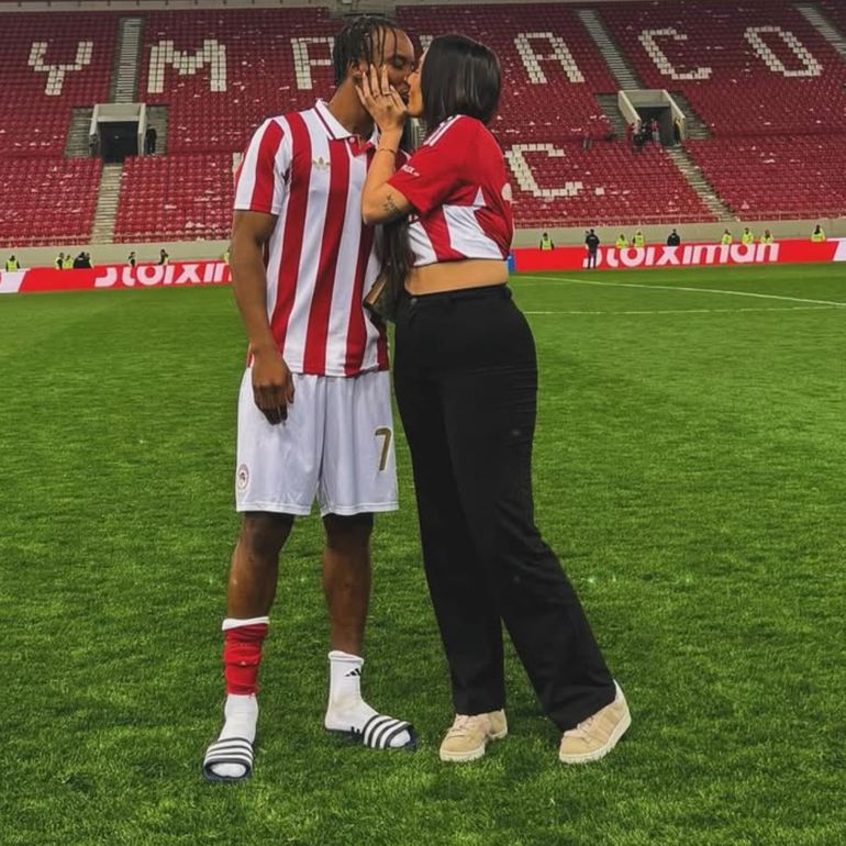 Bruno Onyemaechi and his girlfriend Ines Fontes.