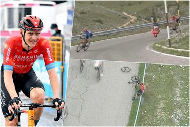 Giro: Salto a zlomený bicykel na polovicu. Matej Mohorič sa po desivom páde vyhol vážnejším zraneniam
