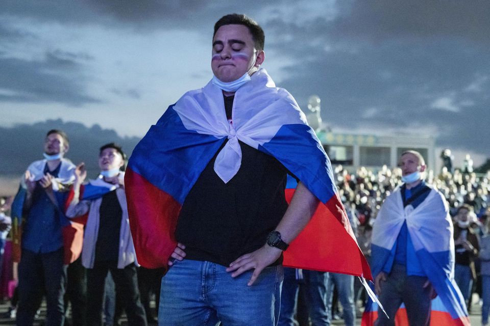 Fanúšikovia Ruska vo fanzóne v Moskve
