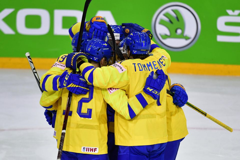 MS v hokeji 2021: Švédsko - Slovensko (Švédi sa tešia z gólu)