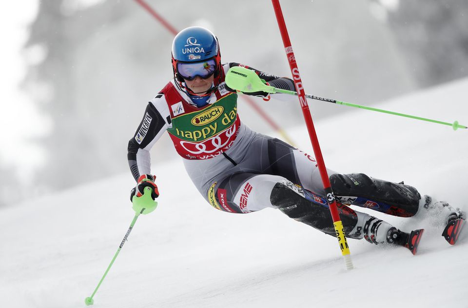 Petra Vlhová počas 1. kola slalomu v Jasnej