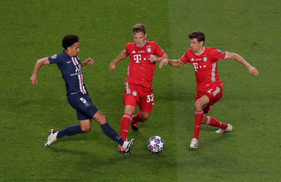 Paríž Saint-Germain - FC Bayern Mníchov (Marquinhos, Joshua Kimmich a Thomas Muller)