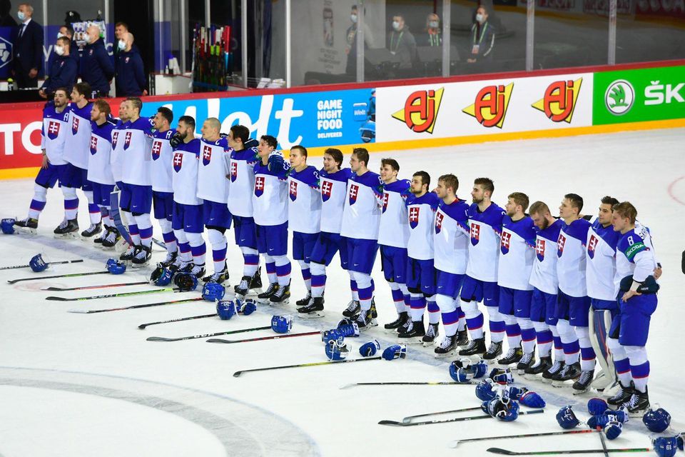 MS v hokeji 2021: Slovensko - Dánsko (slovenskí hokejisti spievajú štátnu hymnu)