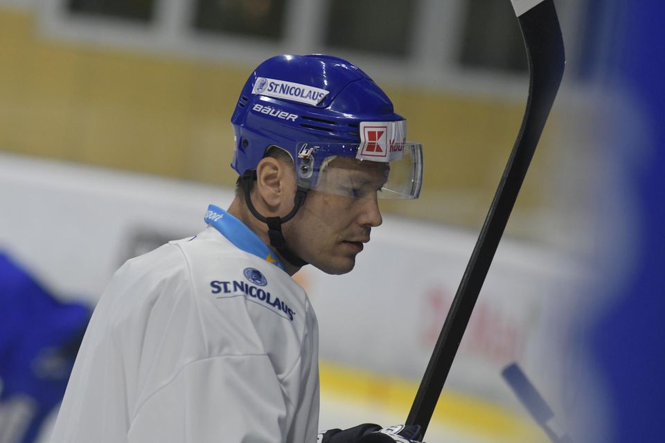Hokejový útočník Ladislav Nagy počas tréningu slovenskej hokejovej reprezentácie.