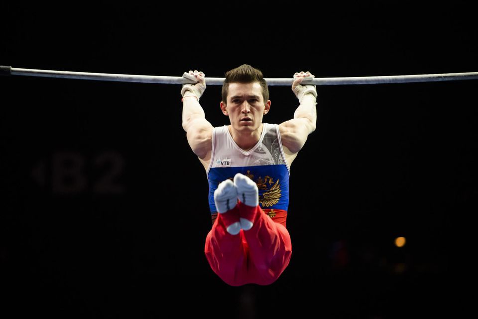 Ruský gymnasta David Beljavskij na majstrovstvách Európy v Bazileji