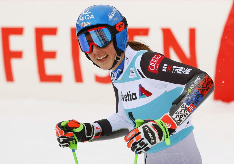 Petra Vlhová v cieli obrovského slalomu vo švajčiarskom Lenzerheide