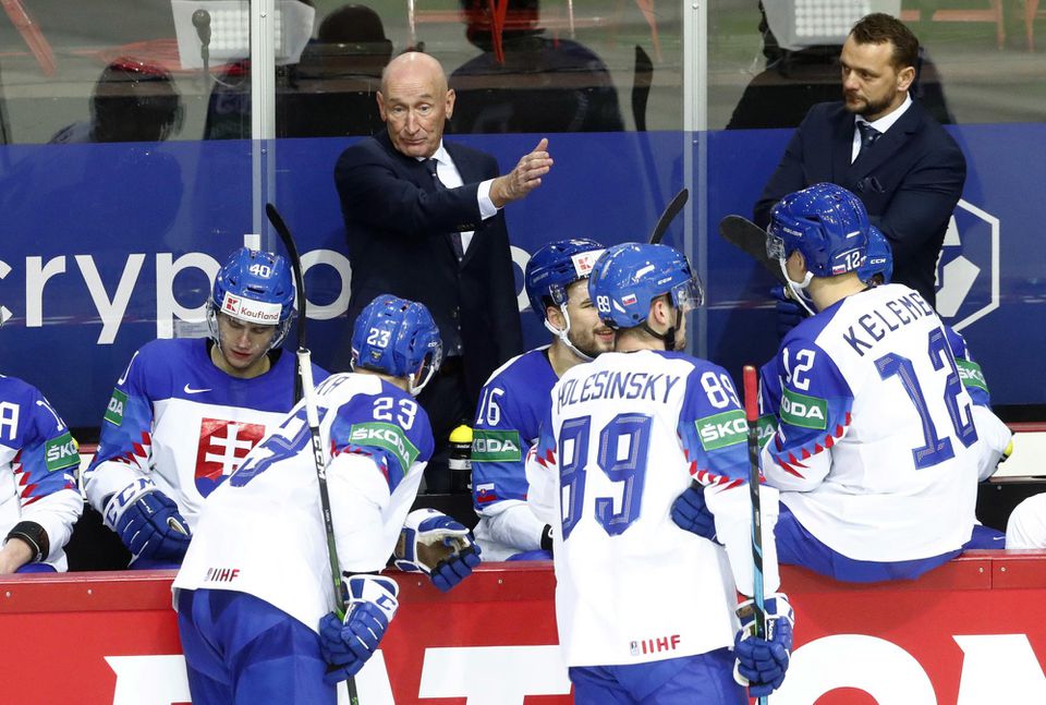 MS v hokeji 2021: Slovensko - Rusko: tréner Craig Ramsay a hráči Slovenska