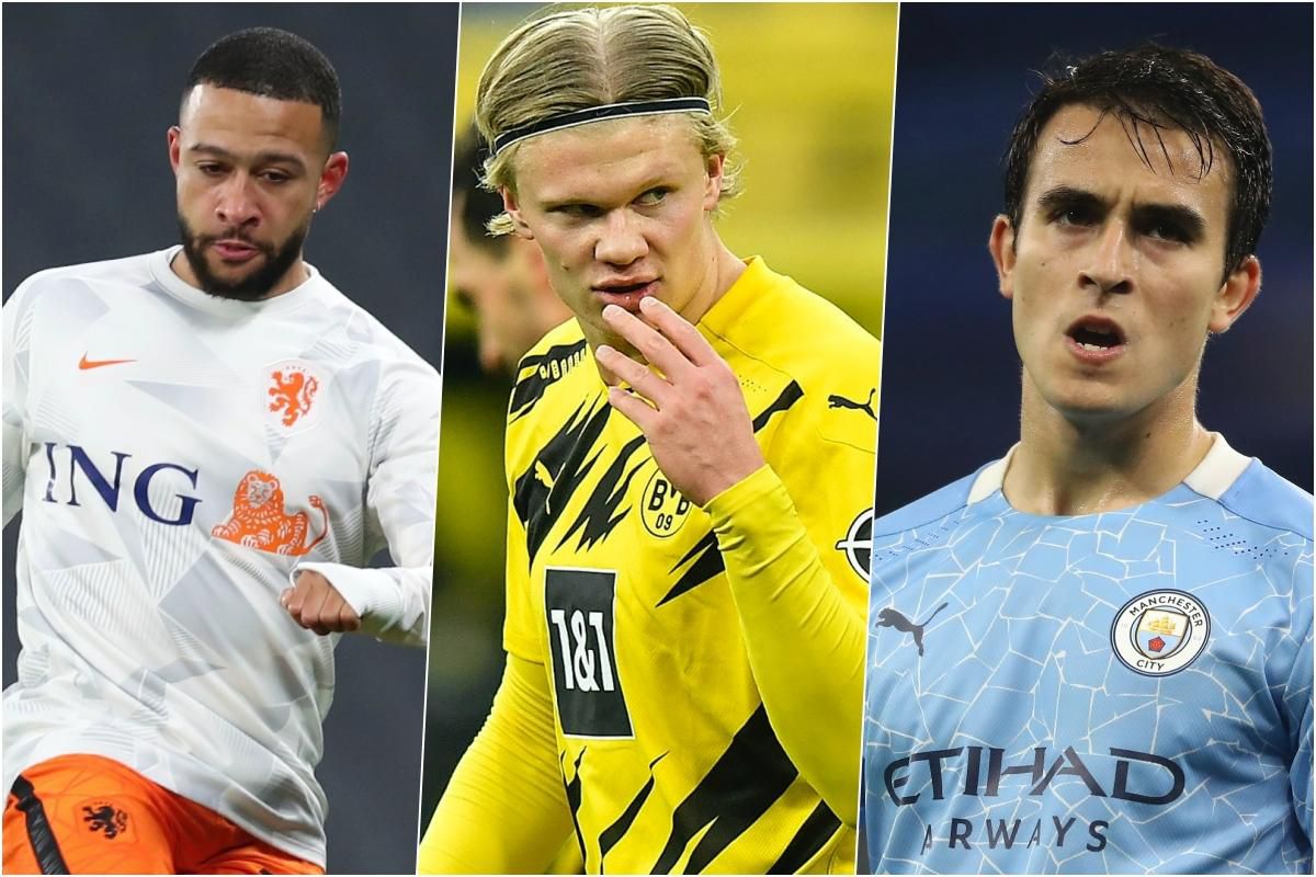 Memphis Depay, Erling Haaland a Eric Garcia.