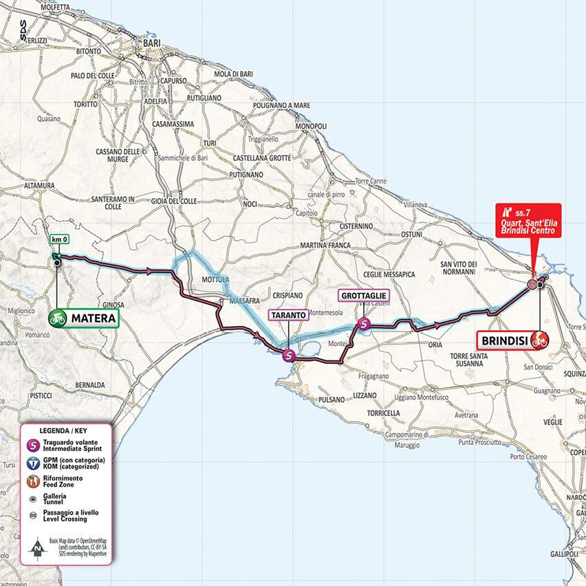 Mapa 7. etapy Giro d'Italia 2020.