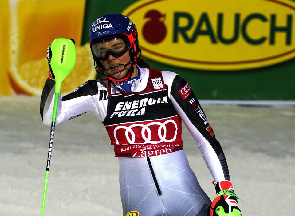 Petra Vlhová v cieli slalomu v Záhrebe