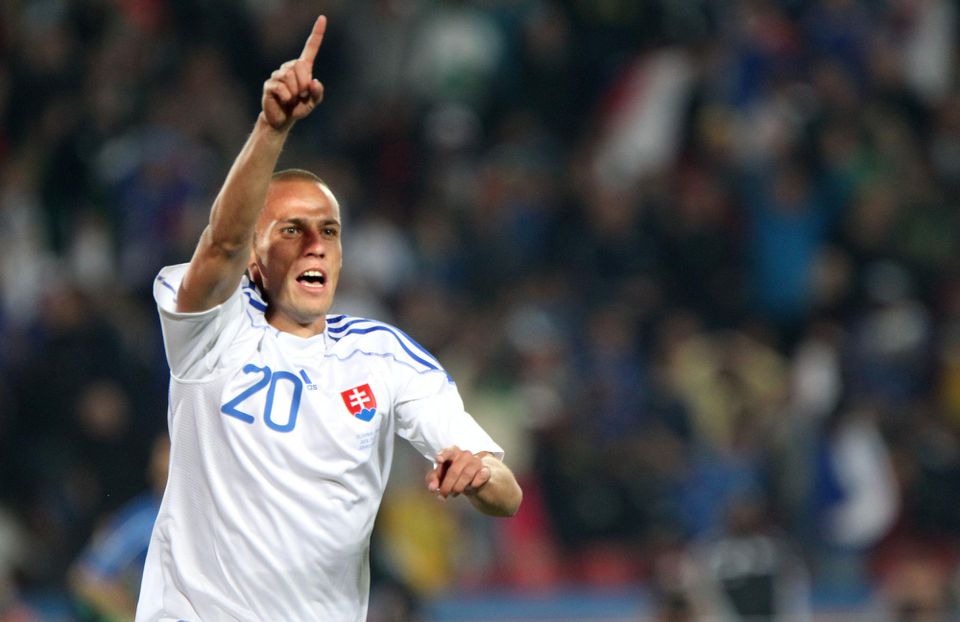 Kamil Kopúnek sa raduje po tom, čo strelil gól v zápase Slovensko - Taliansko.