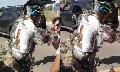 Bolestivé preteky! Z amatérskeho cyklistu museli vyťahovať tisíce kaktusových tŕňov