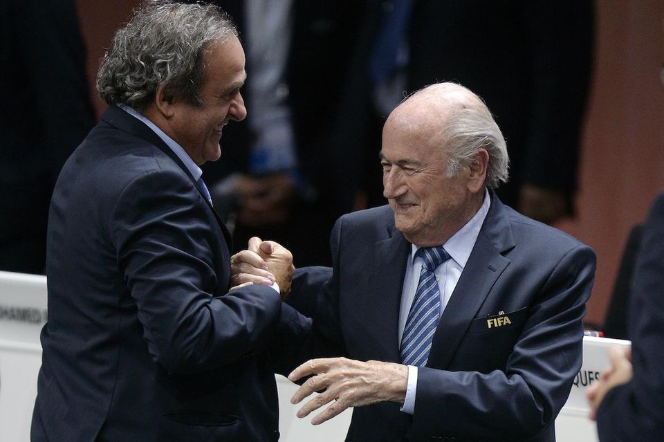 Michel Platini a Sepp Blatter.