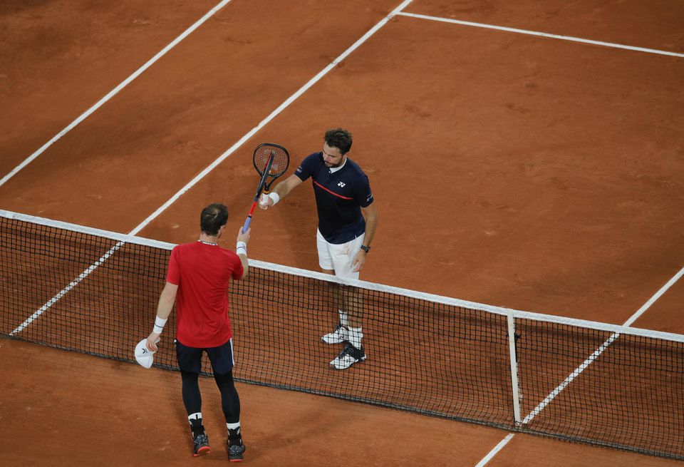 Stan Wawrinka a Andy Murray po zápase na Roland Garros 2020