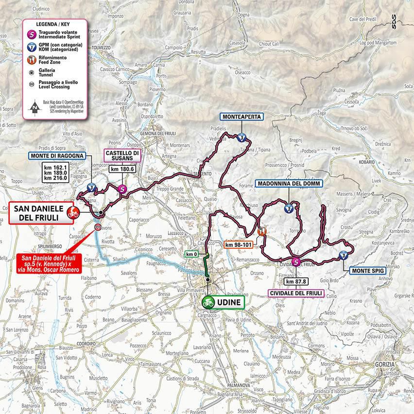 Mapa 16. etapy Giro d'Italia 2020.