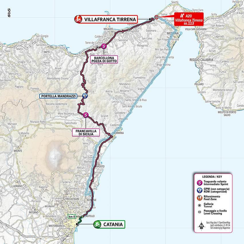 Mapa 4. etapy Giro d'Italia 2020.