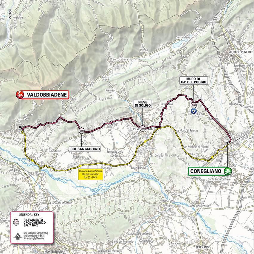Mapa 14. etapy Giro d'Italia 2020.