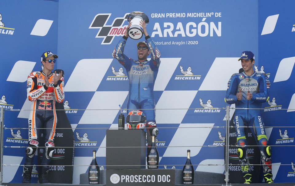 Veľká cena Aragónska - stupeň víťazov triedy MotoGP