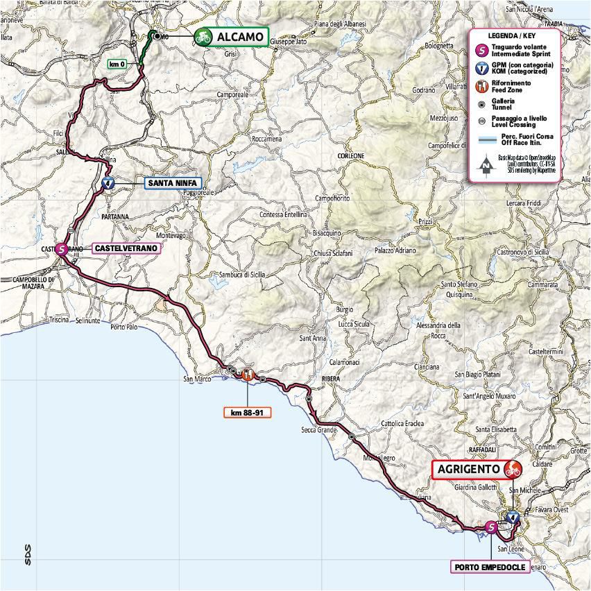 Mapa 2. etapy Giro d'Italia 2020.