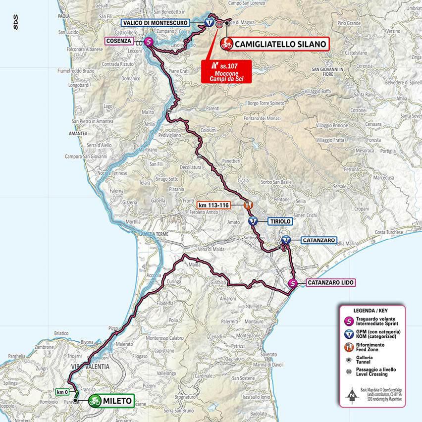 Mapa 5. etapy Giro d'Italia 2020.
