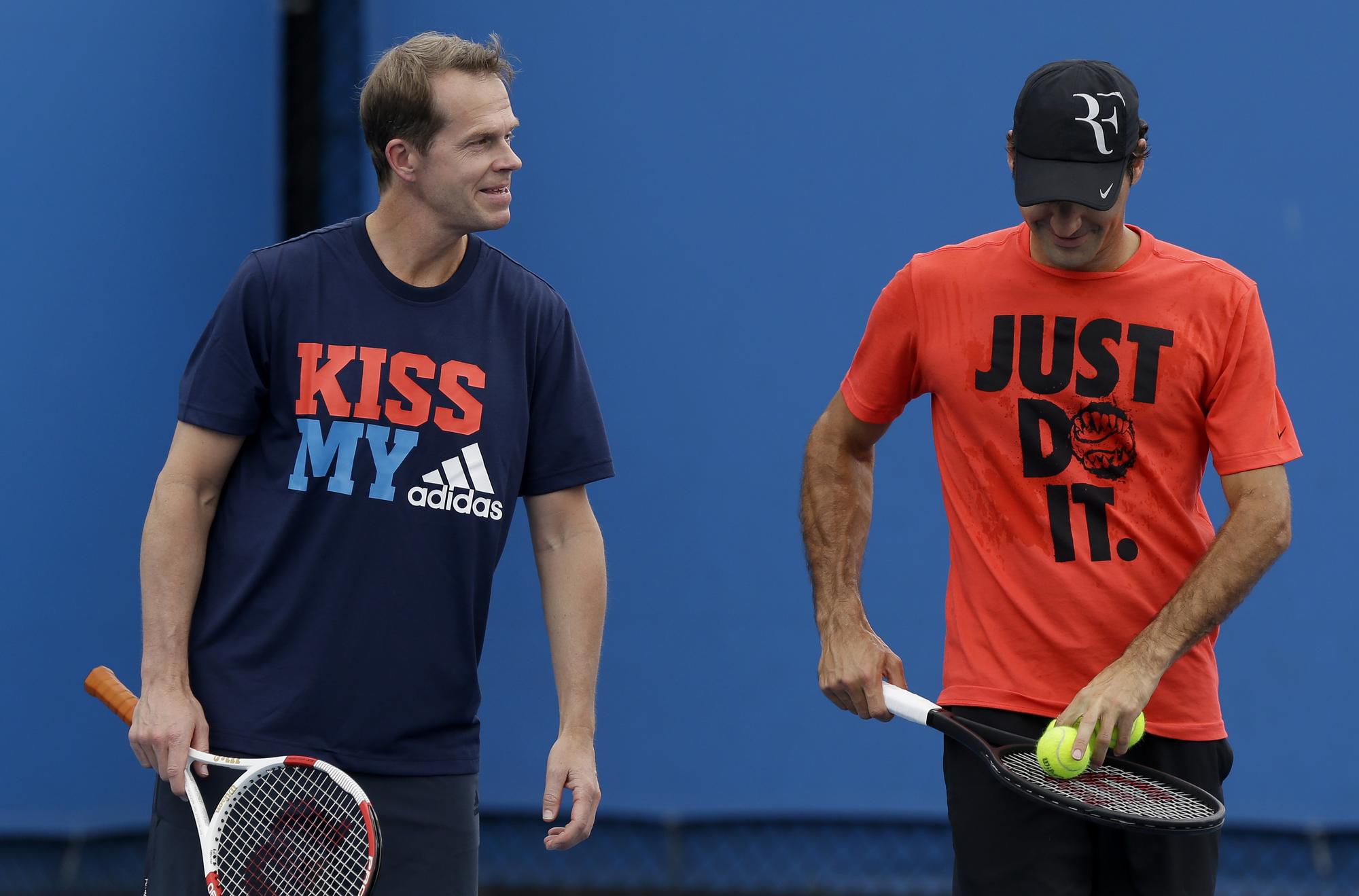 Stefan Edberg a Roger Federer v roku 2014.