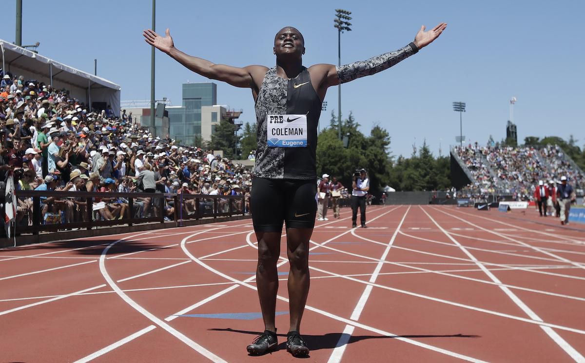 Majster sveta v šprinte na 100 metrov Christian Coleman z USA.