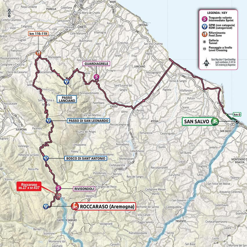 Mapa 9. etapy Giro d'Italia 2020.