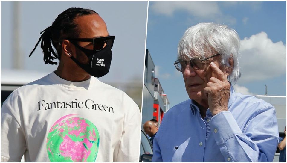 Koláž - Lewis Hamilton a Bernie Ecclestone.