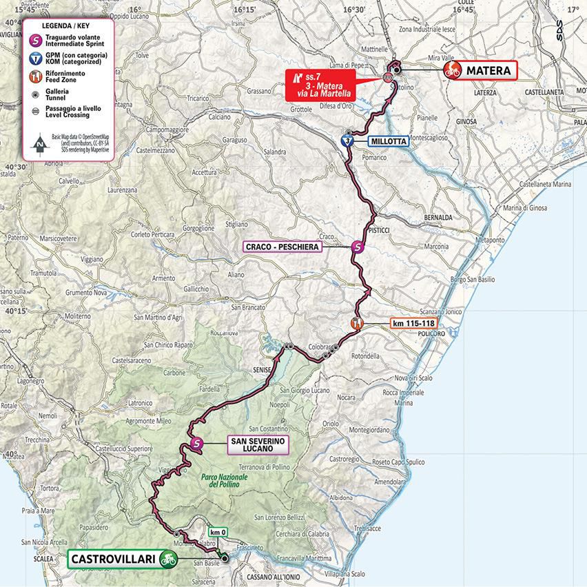 Mapa 6. etapy Giro d'Italia 2020.