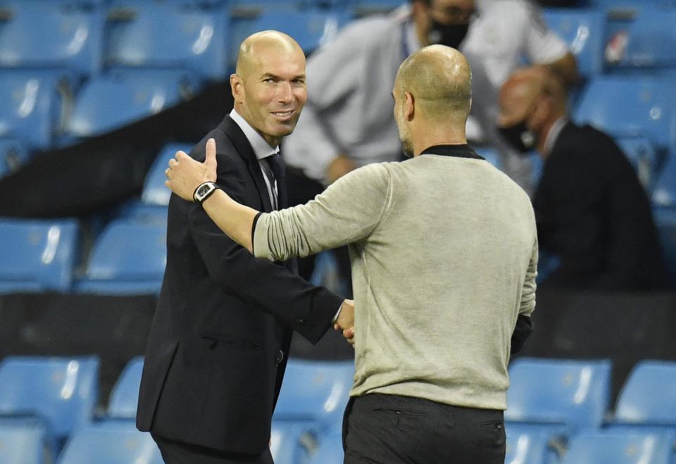 Zinedine Zidane a Pep Guardiola, Real Madrid vs Manchester City