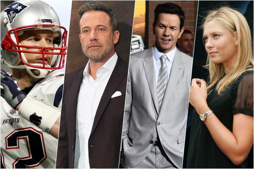 Tom Brady, Ben Affleck, Mark Wahlberg a Maria Sharapovová.