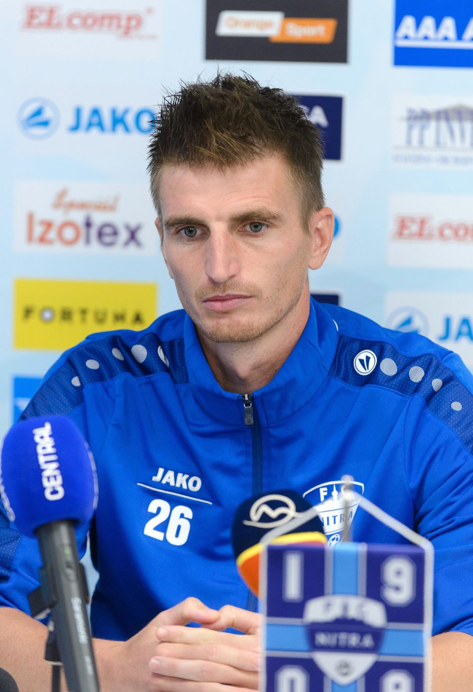 Kapitán FC Nitra Pavol Farkaš počas tlačovej konferencie.
