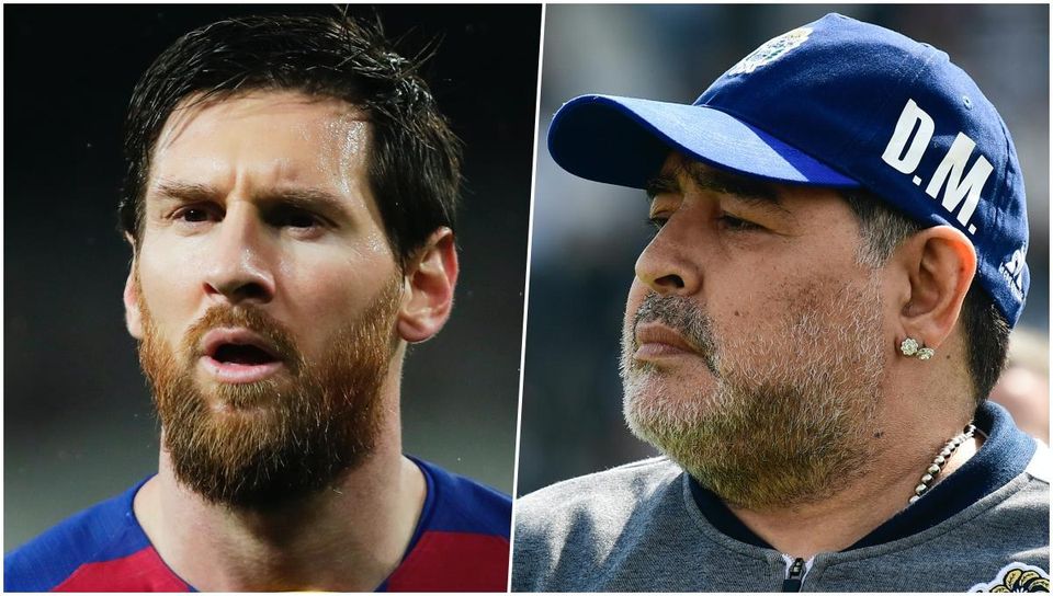Koláž - Lionel Messi a Diego Maradona.