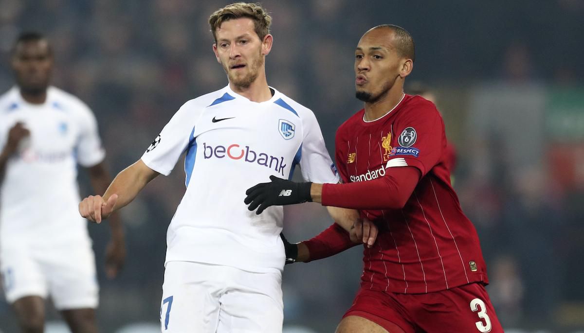 Patrik Hrošovský a hráč Liverpoolu Fabinho.