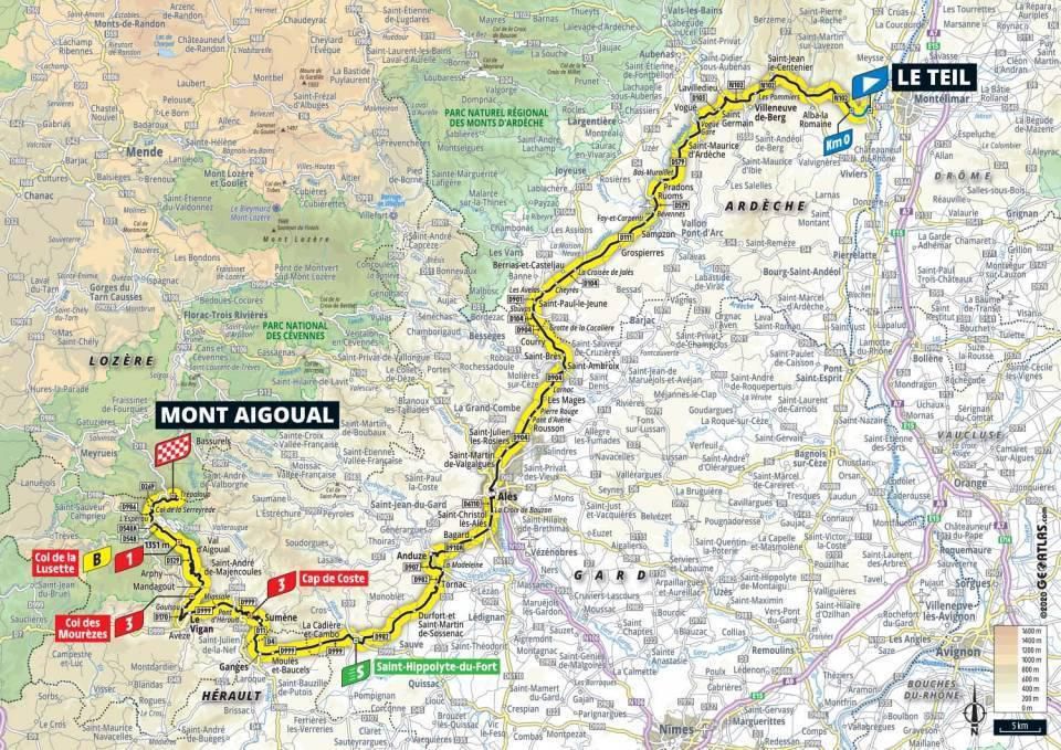 Mapa 6. etapy Tour de France 2020.
